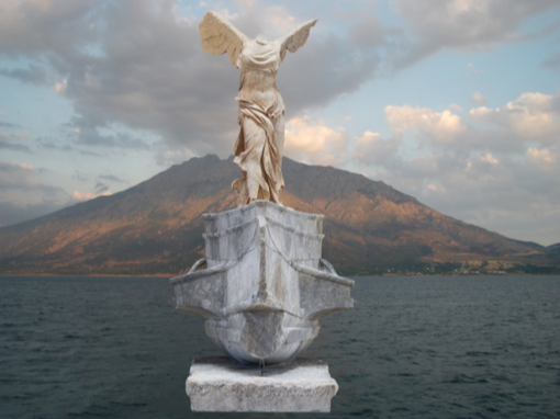 Winged Victory of Samothrace in Front of the Island